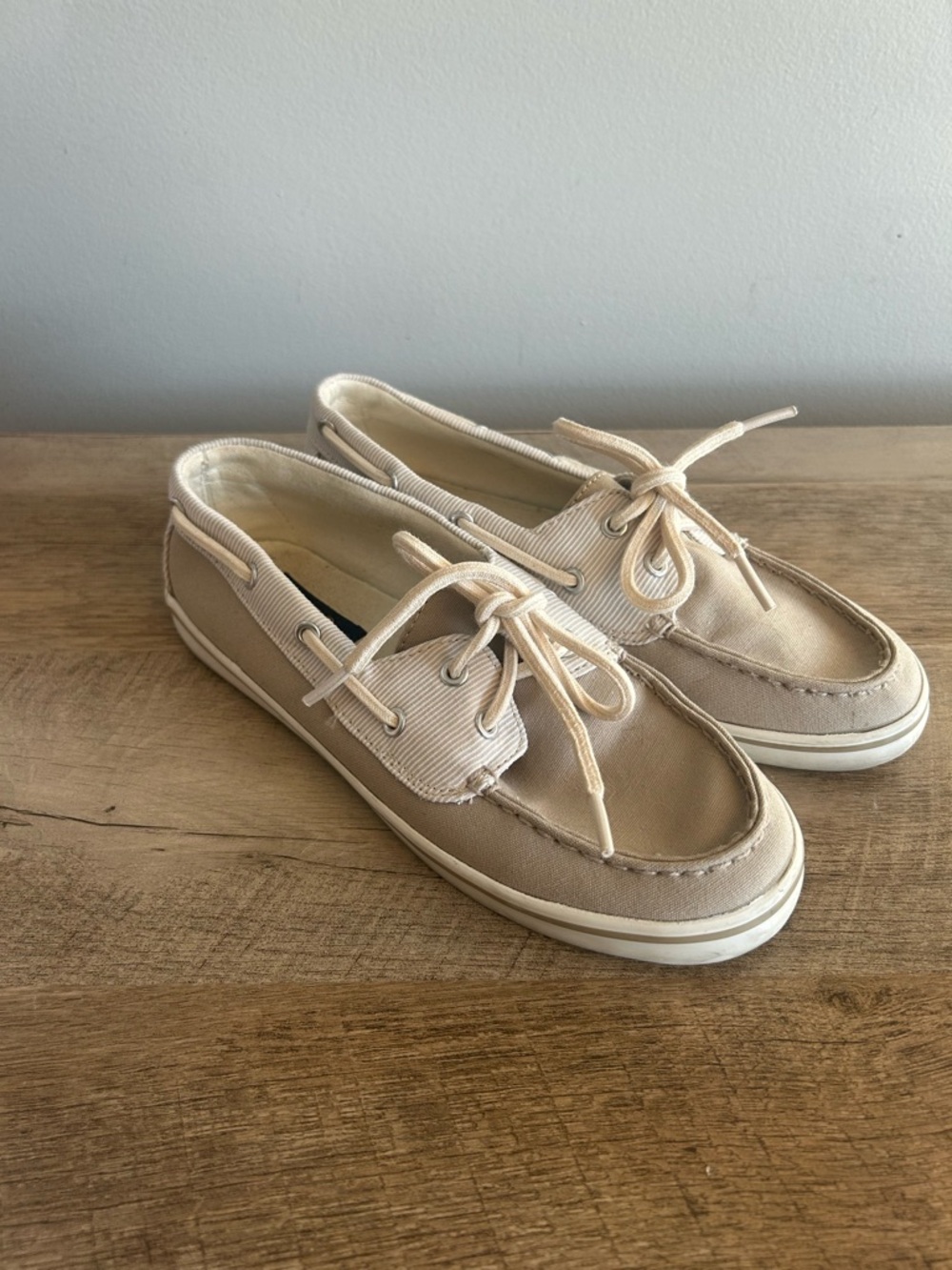 Polo Ralph Lauren Devin Women’s Beige Boat Shoes,  7.5B Nautical Summer Comfy‎